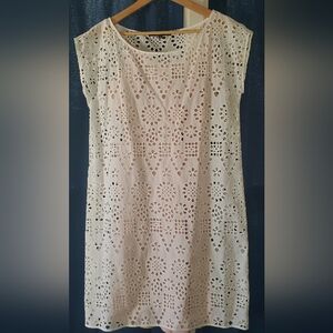 Walter Voulaz White Cotton Lined Shift Dress, White, Size 44